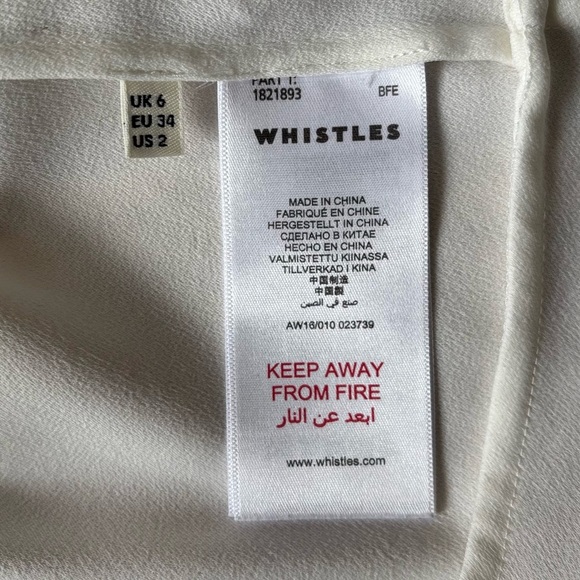 Whistles Jessica Off The Shoulder Ruffled White Black Lining Tank Blouse Top 2 - Picture 9 of 12